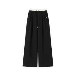 SomeSowe Drawstring Wide-Leg Suit Pants Black