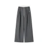 SomeSowe Drawstring Wide-Leg Suit Pants Gray