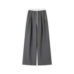 SomeSowe Drawstring Wide-Leg Suit Pants Gray