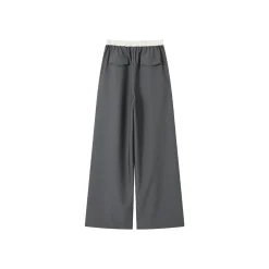 SomeSowe Drawstring Wide-Leg Suit Pants Gray