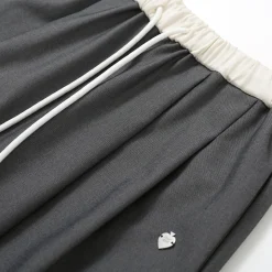SomeSowe Drawstring Wide-Leg Suit Pants Gray