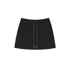 SomeSowe Elastic-Waist Drawstring Casual Skirt Black