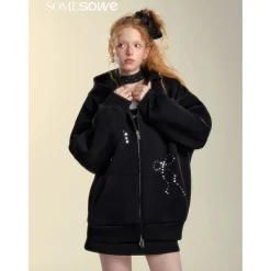 SomeSowe Elastic-Waist Drawstring Casual Skirt Black