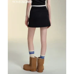 SomeSowe Elastic-Waist Drawstring Casual Skirt Black