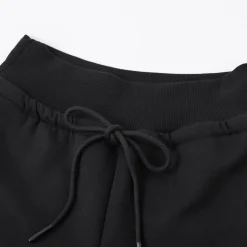 SomeSowe Elastic-Waist Lace Edge Wide-Leg Pants Black
