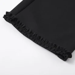 SomeSowe Elastic-Waist Lace Edge Wide-Leg Pants Black