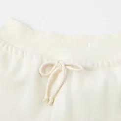 SomeSowe Elastic-Waist Lace Edge Wide-Leg Pants White