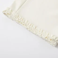 SomeSowe Elastic-Waist Lace Edge Wide-Leg Pants White