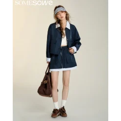 SomeSowe Fake-2-Piece Striped Patchwork Jacket