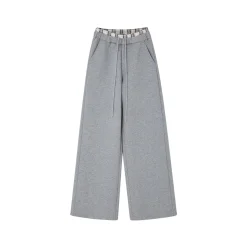 SomeSowe Fleece-Lined Lace Up Casual Pants Gray