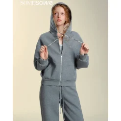 SomeSowe Fleece-Lined Lace Up Casual Pants Gray