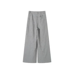 SomeSowe Floral Embossed High-Waisted Wide-Leg Pants Grey
