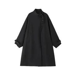SomeSowe Floral Patchwork Casual Silhouette Coat Black