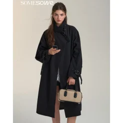 SomeSowe Floral Patchwork Casual Silhouette Coat Black