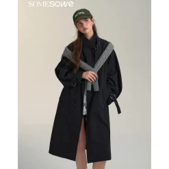 SomeSowe Floral Patchwork Casual Silhouette Coat Black