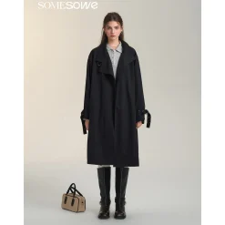 SomeSowe Floral Patchwork Casual Silhouette Coat Black