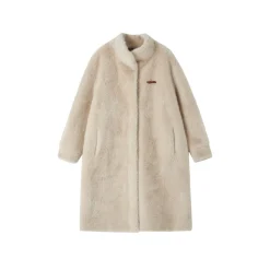 SomeSowe Fluffy Faux Mink Teddy Coat Beige