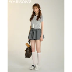 SomeSowe Folded Fake-2-Piece Knit Cardigan Gray