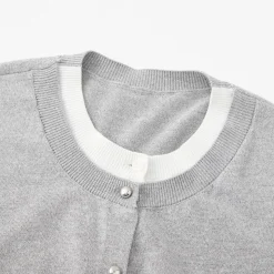 SomeSowe Folded Fake-2-Piece Knit Cardigan Gray