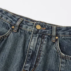 SomeSowe Gradient Bow Raw Edge Denim Long Skirt
