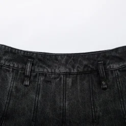 SomeSowe Gradient Pleated Denim Skirt Washed Black