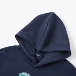 SomeSowe Green Apple Printed Hoodie Navy Blue
