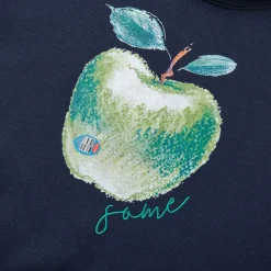 SomeSowe Green Apple Printed Hoodie Navy Blue