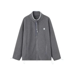 SomeSowe High Collar Fleece Casual Jacket Gray