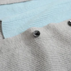SomeSowe Hollow-Out Fake-2-Piece Knit Slim Top Grey