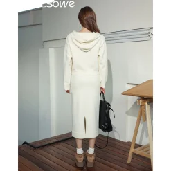 SomeSowe Hooded Knit Zipper Jacket