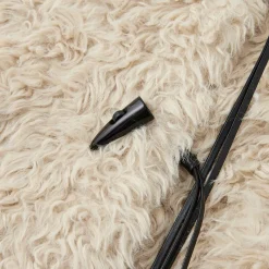 SomeSowe Horn Button Furry Long Jacket Beige