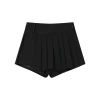 SomeSowe Irregular Cutting Pleated Skirt Shorts Black