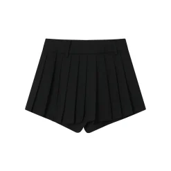 SomeSowe Irregular Cutting Pleated Skirt Shorts Black