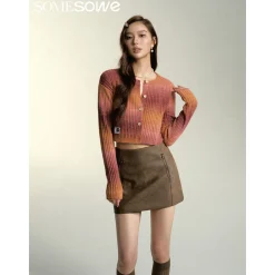 SomeSowe Island SunSet Gradient Knit Cardigan Orange