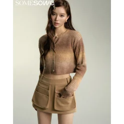 SomeSowe Island SunSet Gradient Knit Cardigan Khaki
