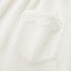 SomeSowe Lace Draped Casual Fluffy Pants White