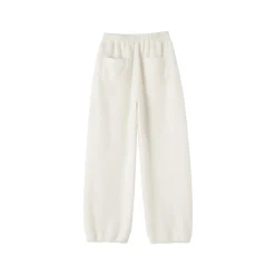 SomeSowe Lace Draped Casual Fluffy Pants White