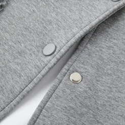 SomeSowe Lace Edge Casual Baseball Jacket Gray