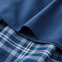 SomeSowe Lace Edge Plaid Drawstring Long Skirt Blue