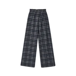 SomeSowe Lace Edge Plaid Casual Pants Black