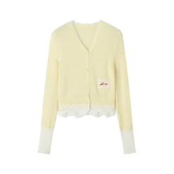 SomeSowe Lace Mohair Knitted Cardigan Yellow