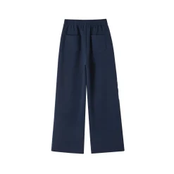 SomeSowe Lace Patchwork Bow Casual Pants Navy Blue