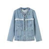 SomeSowe Lace Patchwork Denim Jacket Blue