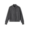 SomeSowe Lace Patchwork Fleece Jacket Dark Gray