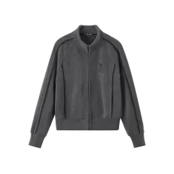 SomeSowe Lace Patchwork Fleece Jacket Dark Gray