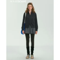 SomeSowe Lace Patchwork Fleece Jacket Dark Gray