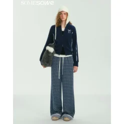 SomeSowe Lace Patchwork Fleece Jacket Navy Blue
