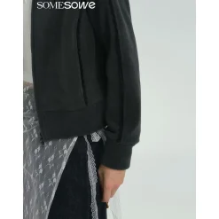 SomeSowe Lace Patchwork Fleece Jacket Dark Gray
