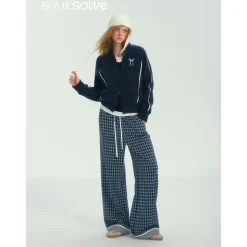 SomeSowe Lace Patchwork Fleece Jacket Navy Blue