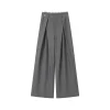 SomeSowe Lace Patchwork Pleated Suit Pants Gray
